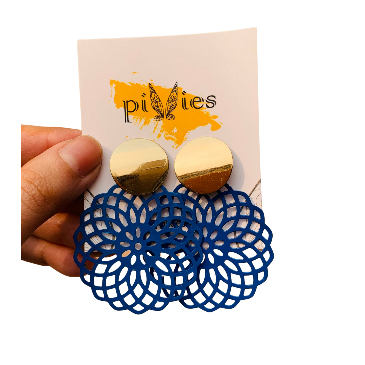 Blue Floral Pattern Earrings