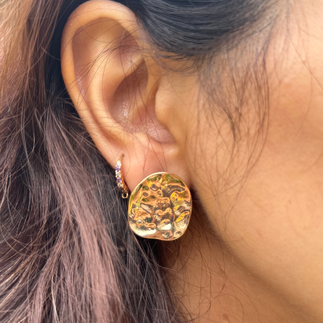 Golden & Silver Crushed Coin Studs