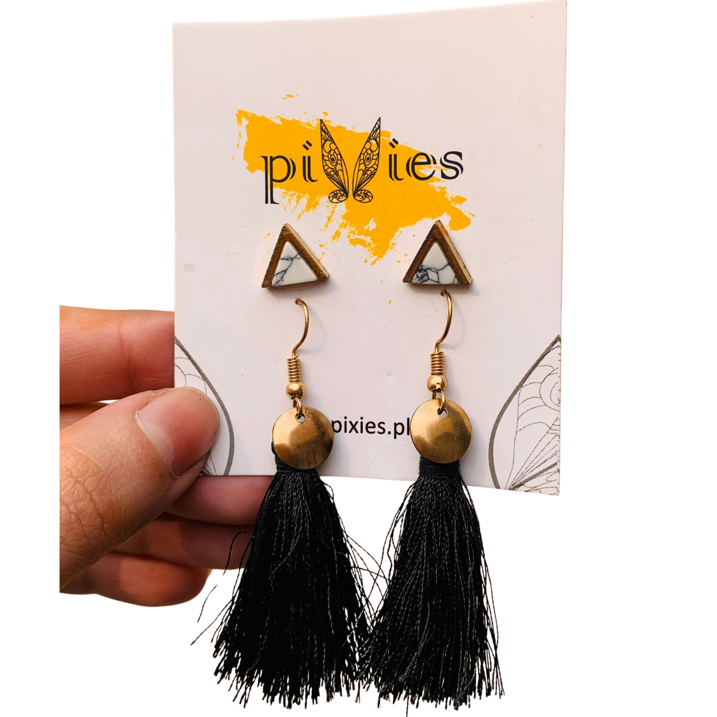 Earring set with triangular studs