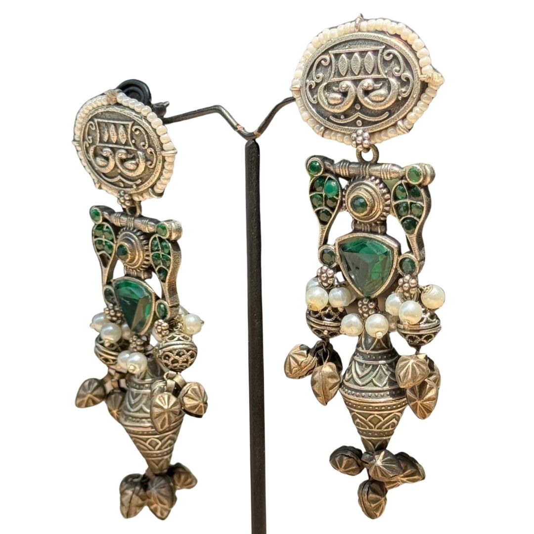 Oxidized Long Traditional Earrings