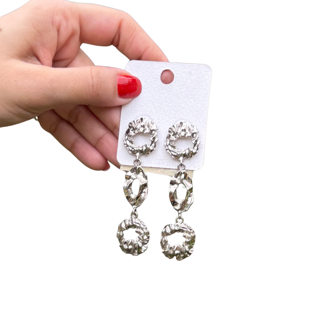 Crushed Style Silver Earrings