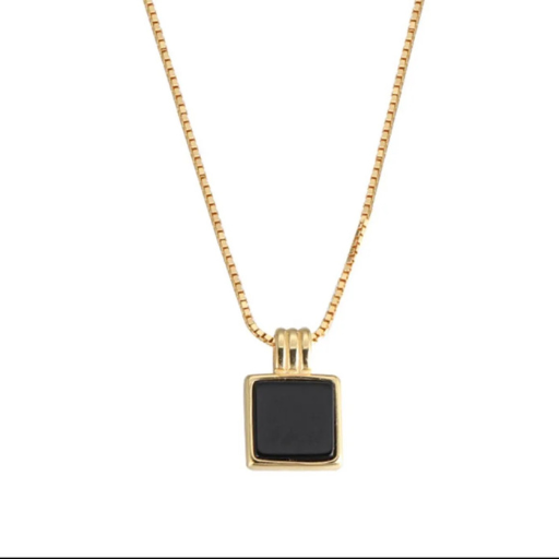 Black Square Pendant Style Necklace