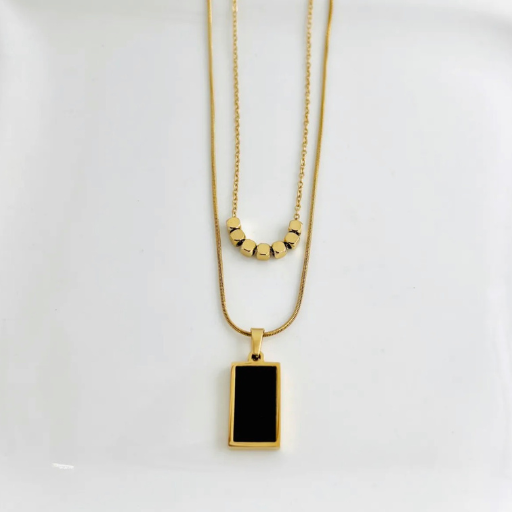 Double Sided Marble Pendant Necklace