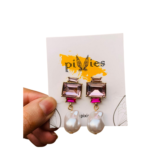 Pearl Drop Style Crystal Earrings