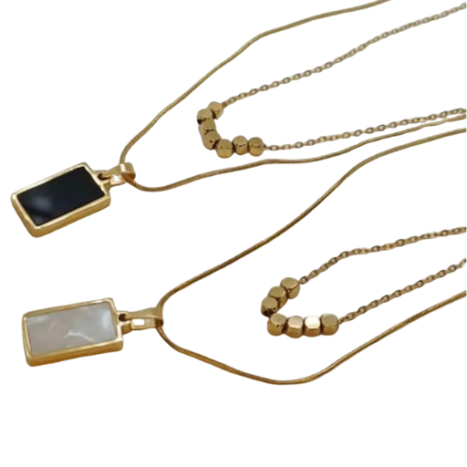 Double Sided Marble Pendant Necklace