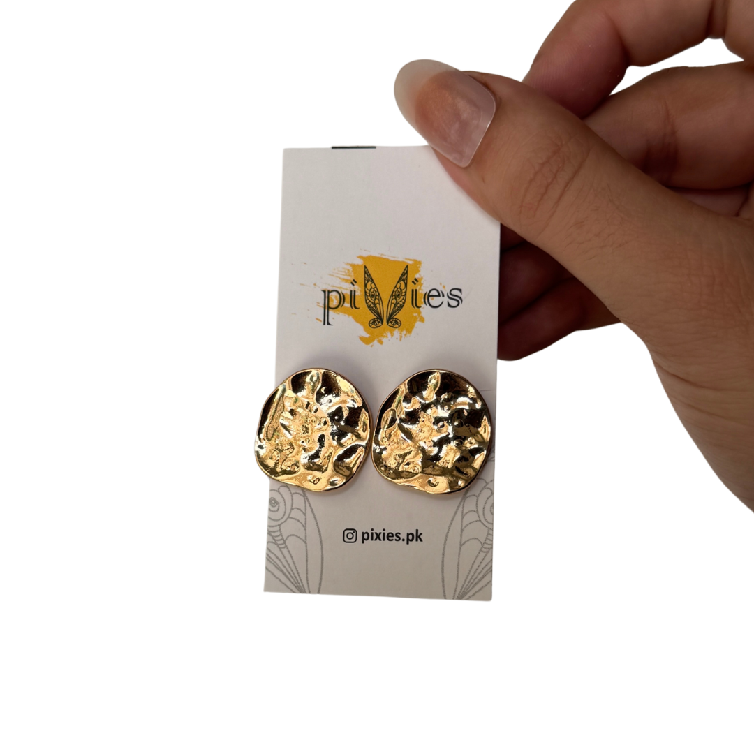 Golden & Silver Crushed Coin Studs