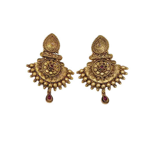 GOLDEN INDIAN JHUMKEY STYLE EARRINGS