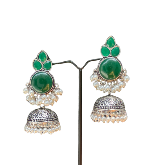 Silver Jhumkey with Pearls Tassels