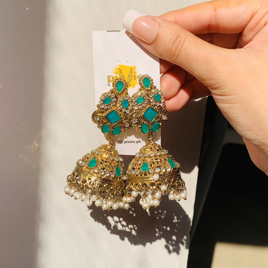 Fancy Green Golden Jhumkey