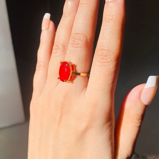 Golden Ring with Red Stone