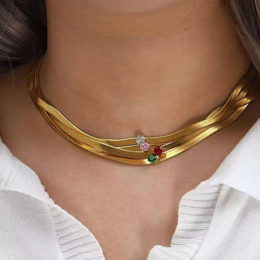 Golden Chain with Colored stone