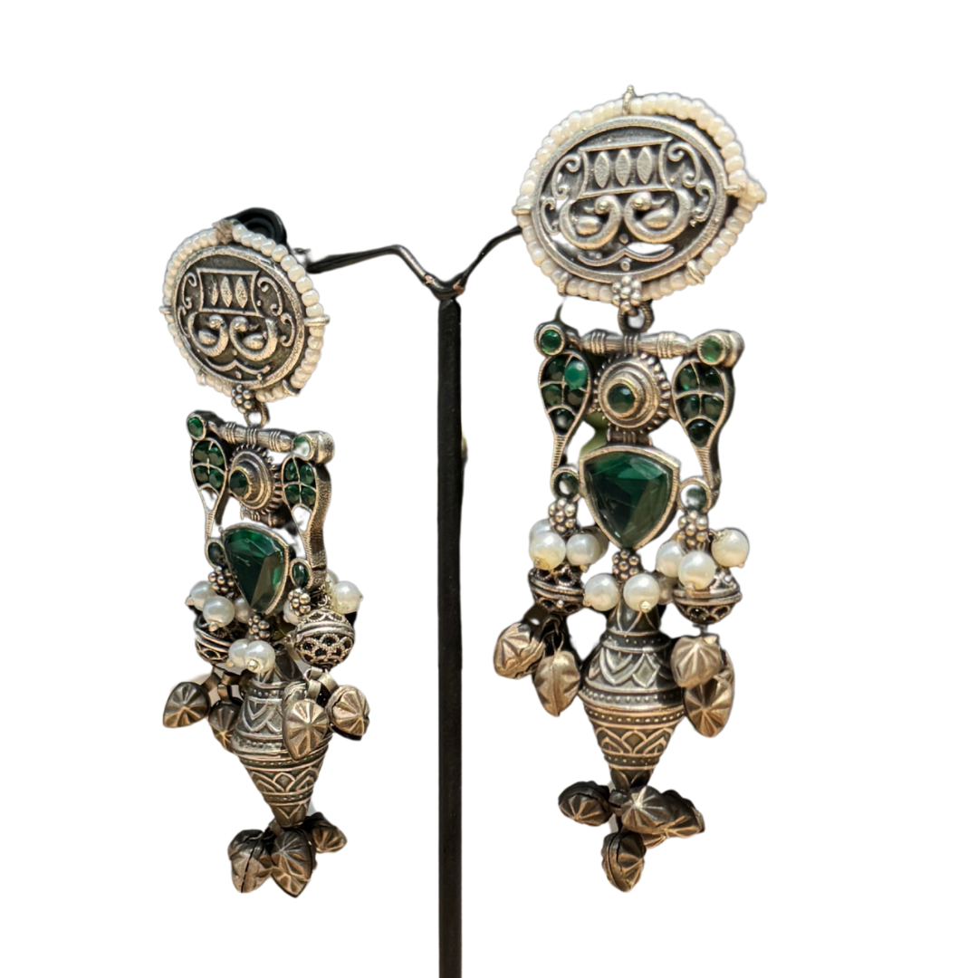 Oxidized Long Traditional Earrings