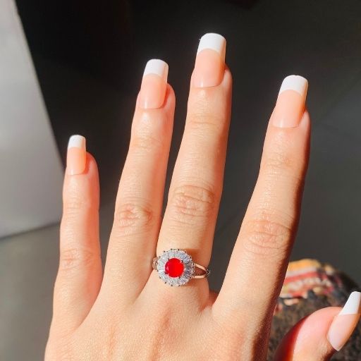 Red Stone Round Ring