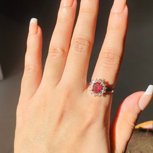 Ruby Style Stone Stainless Steel Ring