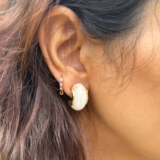 White Marble Style Studs