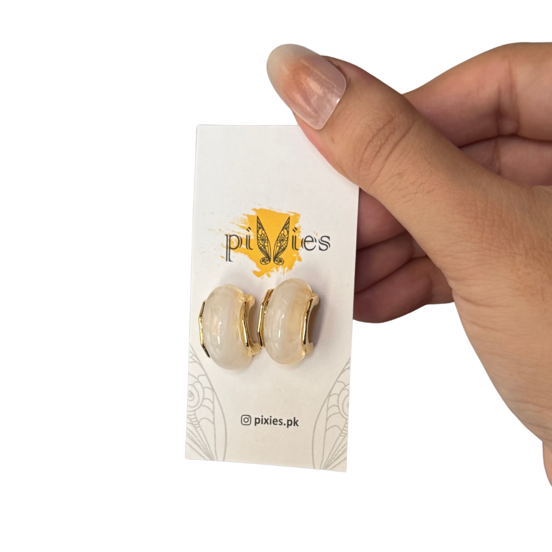 White Marble Style Studs