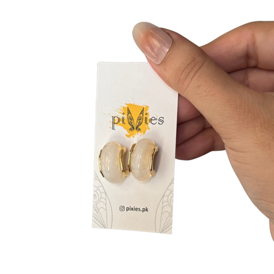 White Marble Style Studs