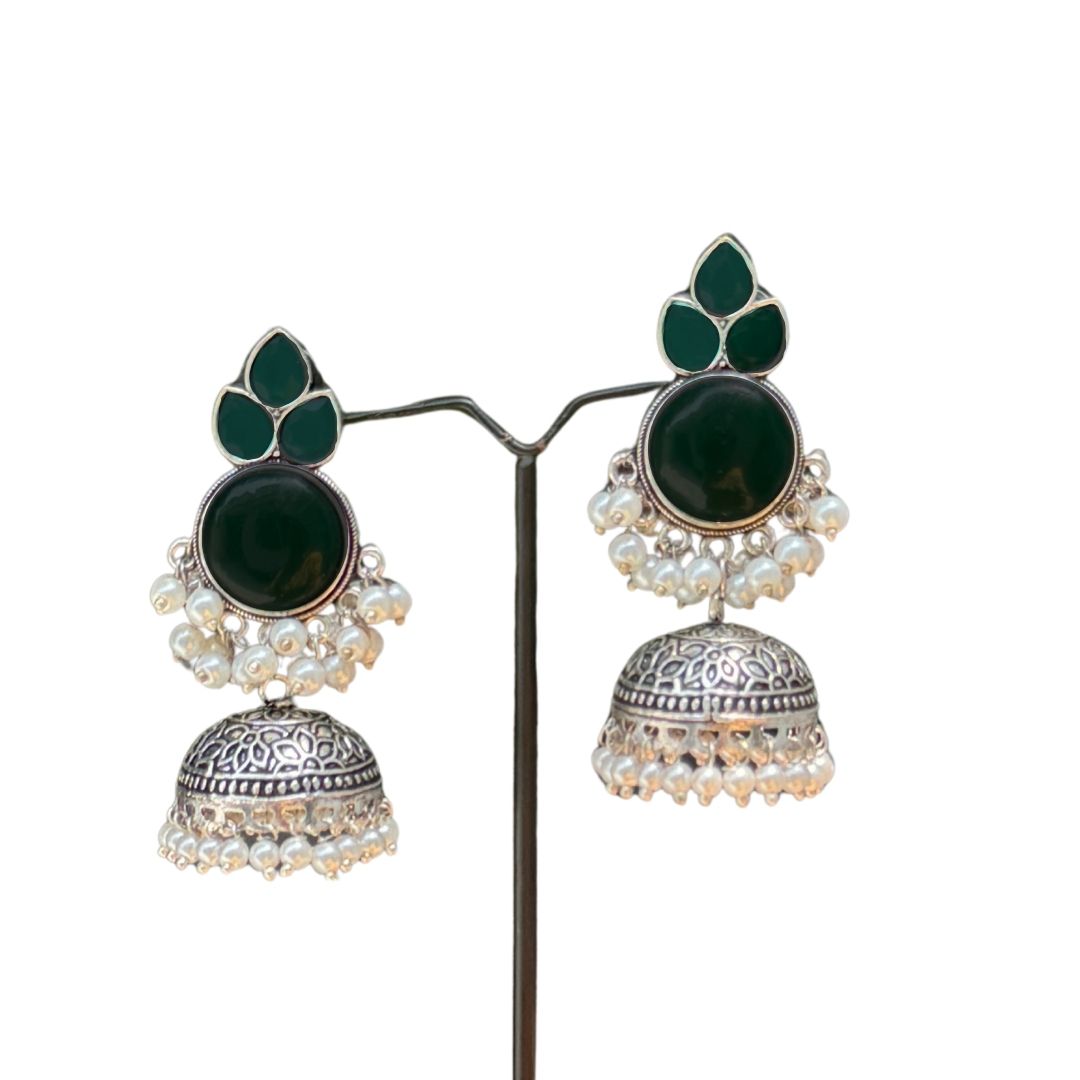 Silver Jhumkey with Pearls Tassels