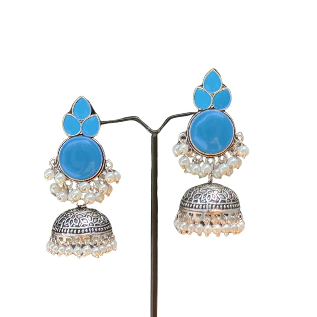 Silver Jhumkey with Pearls Tassels