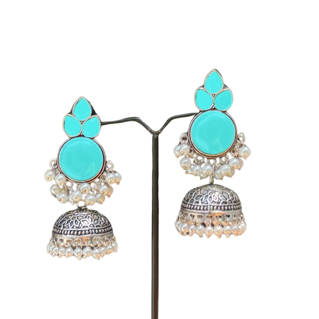 Silver Jhumkey with Pearls Tassels