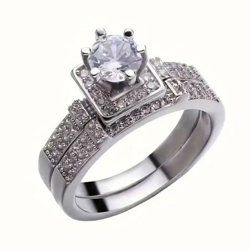 Double Ring with Crown style stone