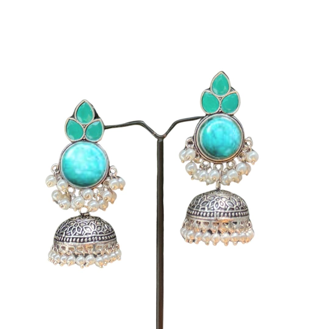 Silver Jhumkey with Pearls Tassels