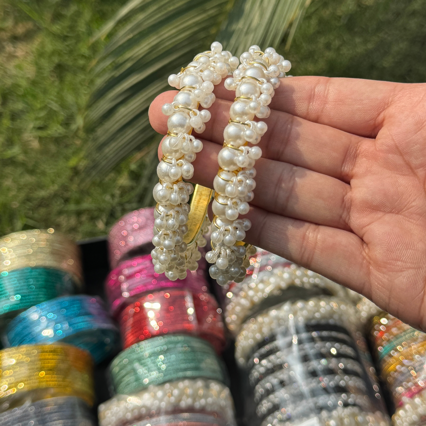 METAL PEARL BANGLES