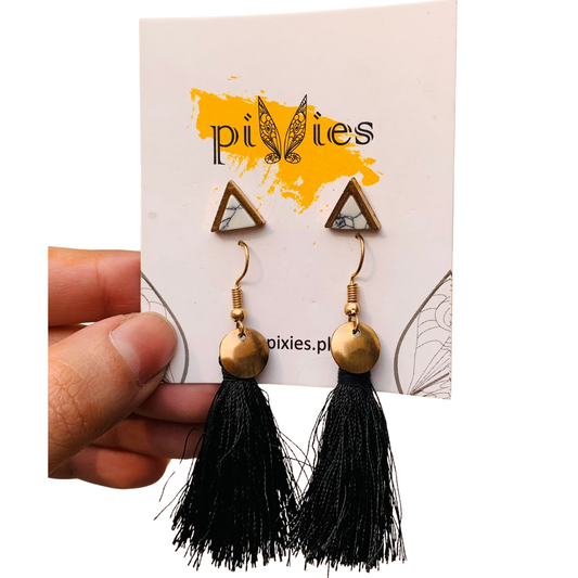 Earring set with triangular studs