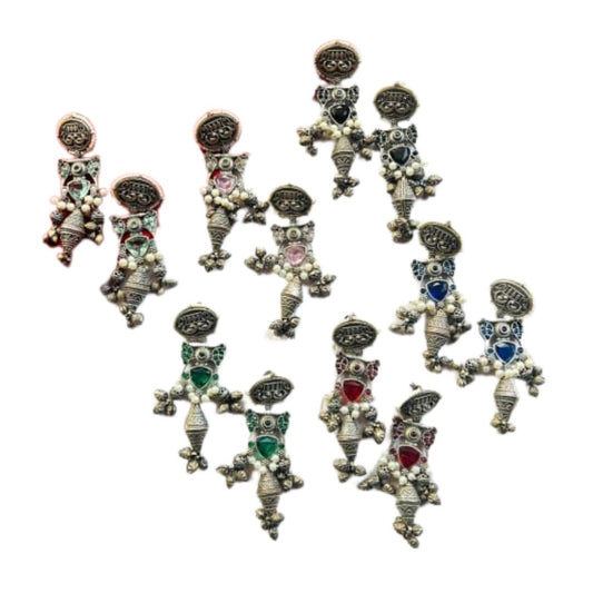 Oxidized Long Traditional Earrings