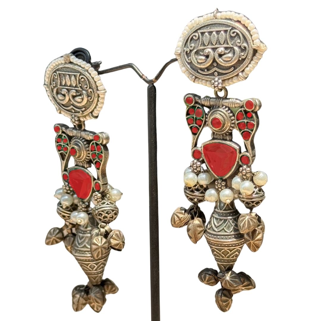 Oxidized Long Traditional Earrings