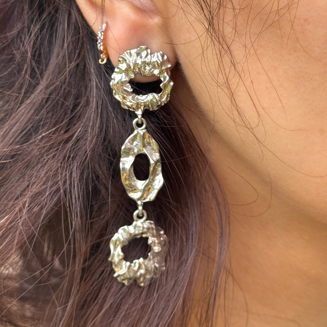 Crushed Style Silver Earrings