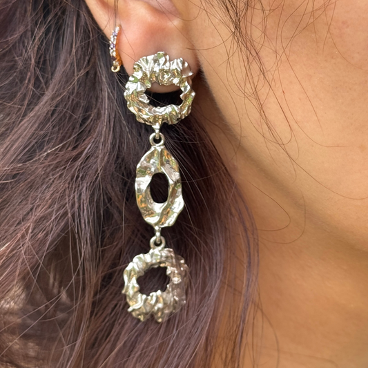 Crushed Style Silver Earrings