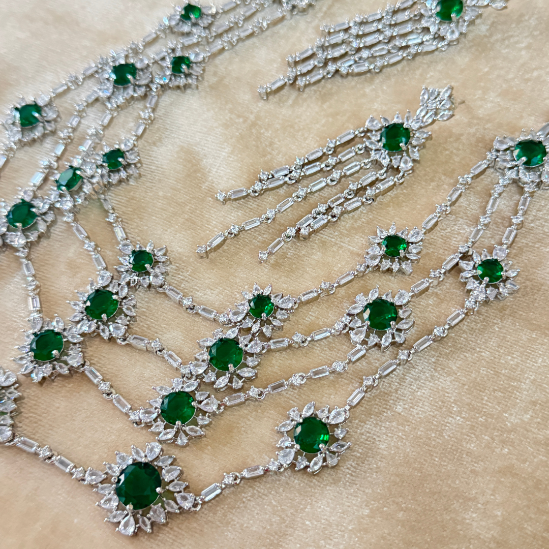 EMERALD CRYSTAL STYLE BRIDAL SET