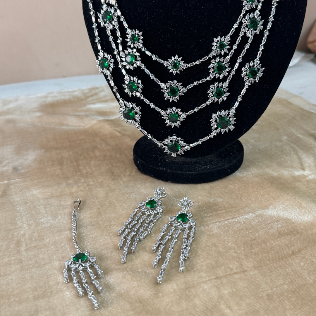 EMERALD CRYSTAL STYLE BRIDAL SET