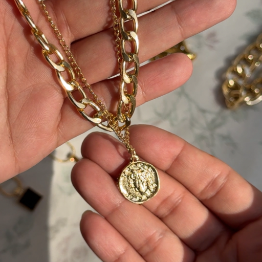 Double layered coin chain Necklace