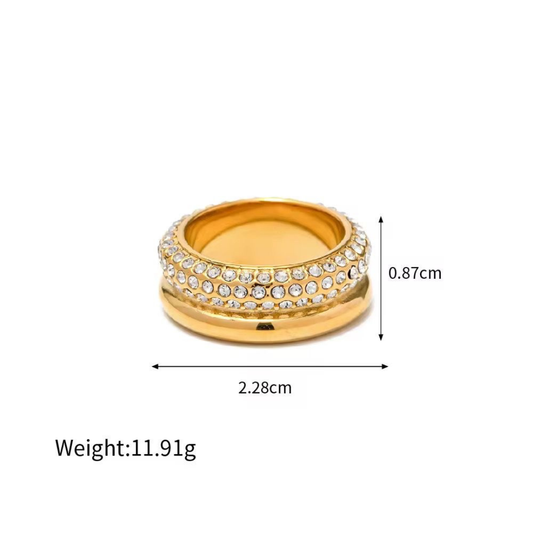 STAINLESS STEEL DOUBLE GOLDEN RING