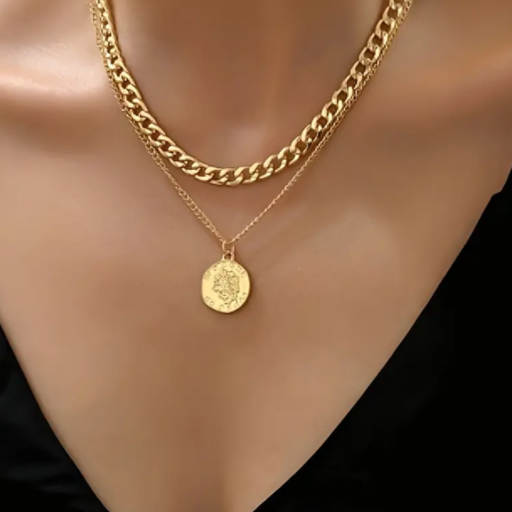 Double layered coin chain Necklace