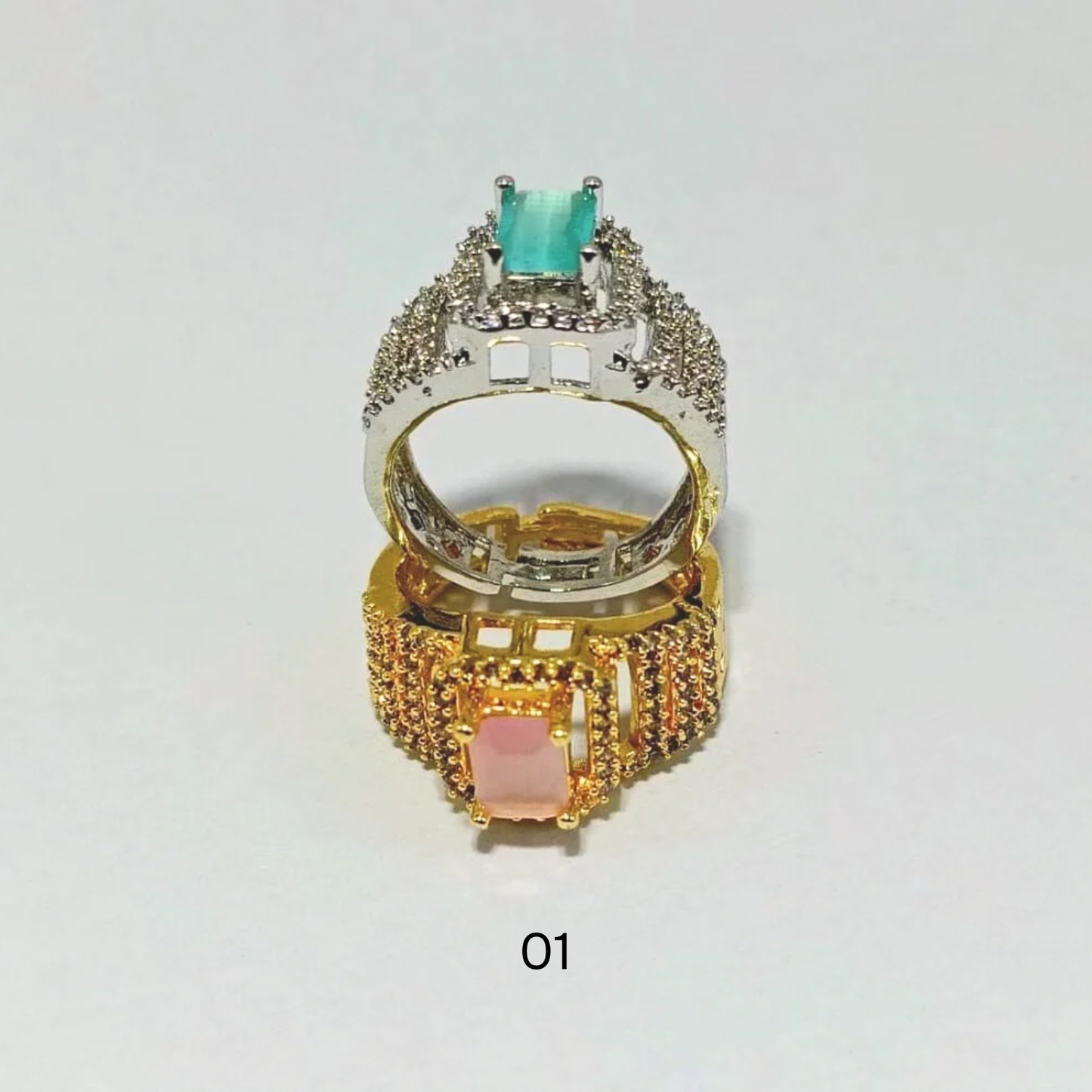 GOLDEN AND SILVER LUXURY RING