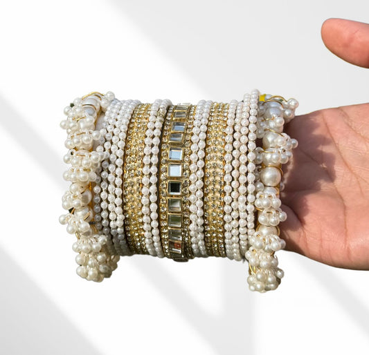 PEARLS & KUNDAN STYLE BANGLES