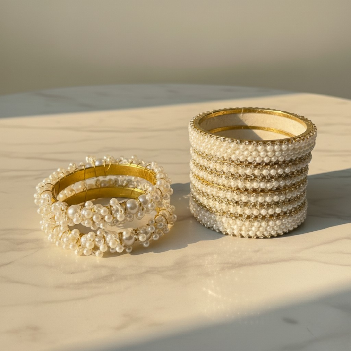 METAL PEARL BANGLES