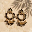 Black Stone Jhumki Earrings