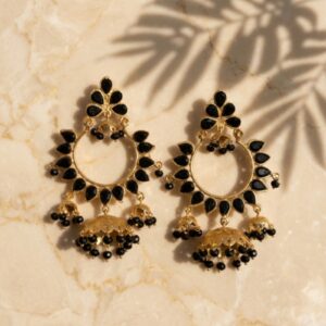 Black Stone Jhumki Earrings