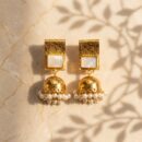 White Marble Stone Golden Jhumkey