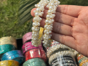 METAL PEARL BANGLES