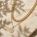 Double Chained Coin Style Necklace