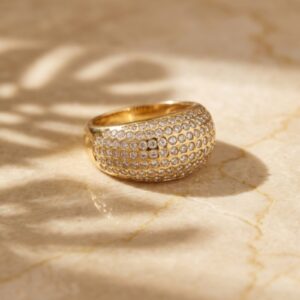 GOLDEN CHUNKY RHINESTONES STYLE RING