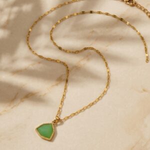 Green Hexagon Stone Style Necklace