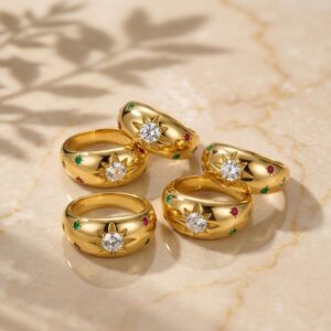 Multi Color Star Style Chunky Ring (2)