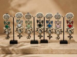 Oxidized Diamond Style Stones Earrings