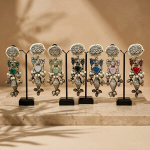 Oxidized Diamond Style Stones Earrings